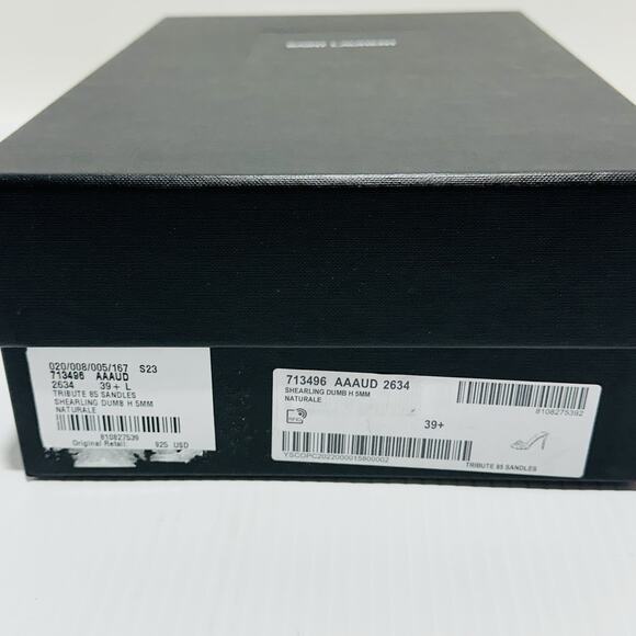Saint Laurent Tribute 85 39.5/US 9.5 Shearling Sandals Natural Stiletto Heel NIB - Picture 12 of 12
